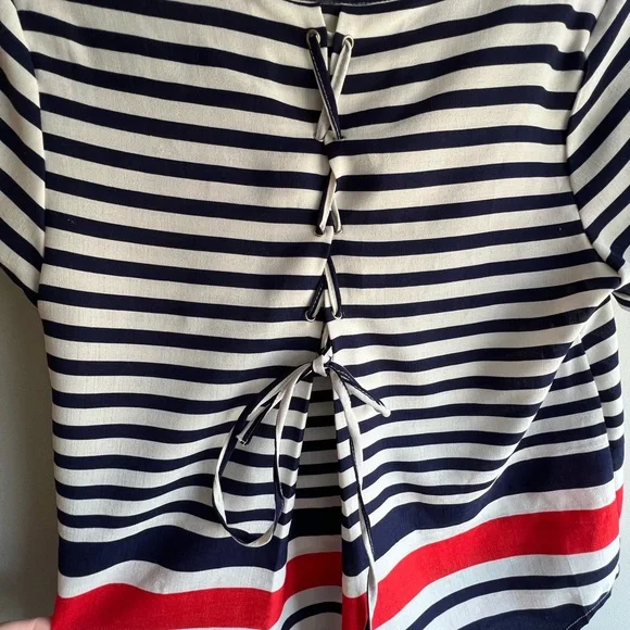 Everly Red, White & Navy Striped Tie-Back Top | Size S - Picture 7 of 7